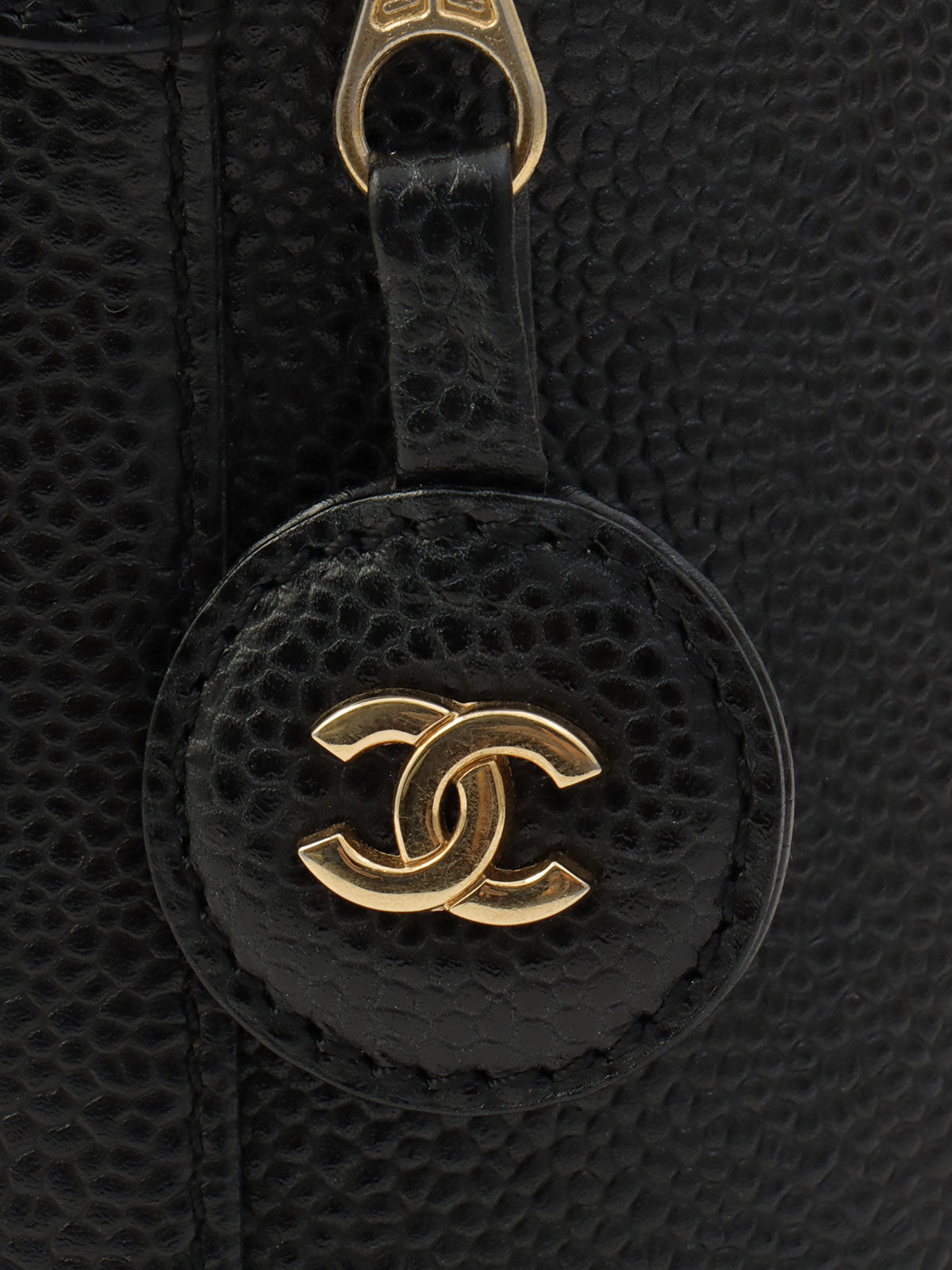 2001年頃製 キャビアスキンCCマークステッチバニティバッグ ブラック