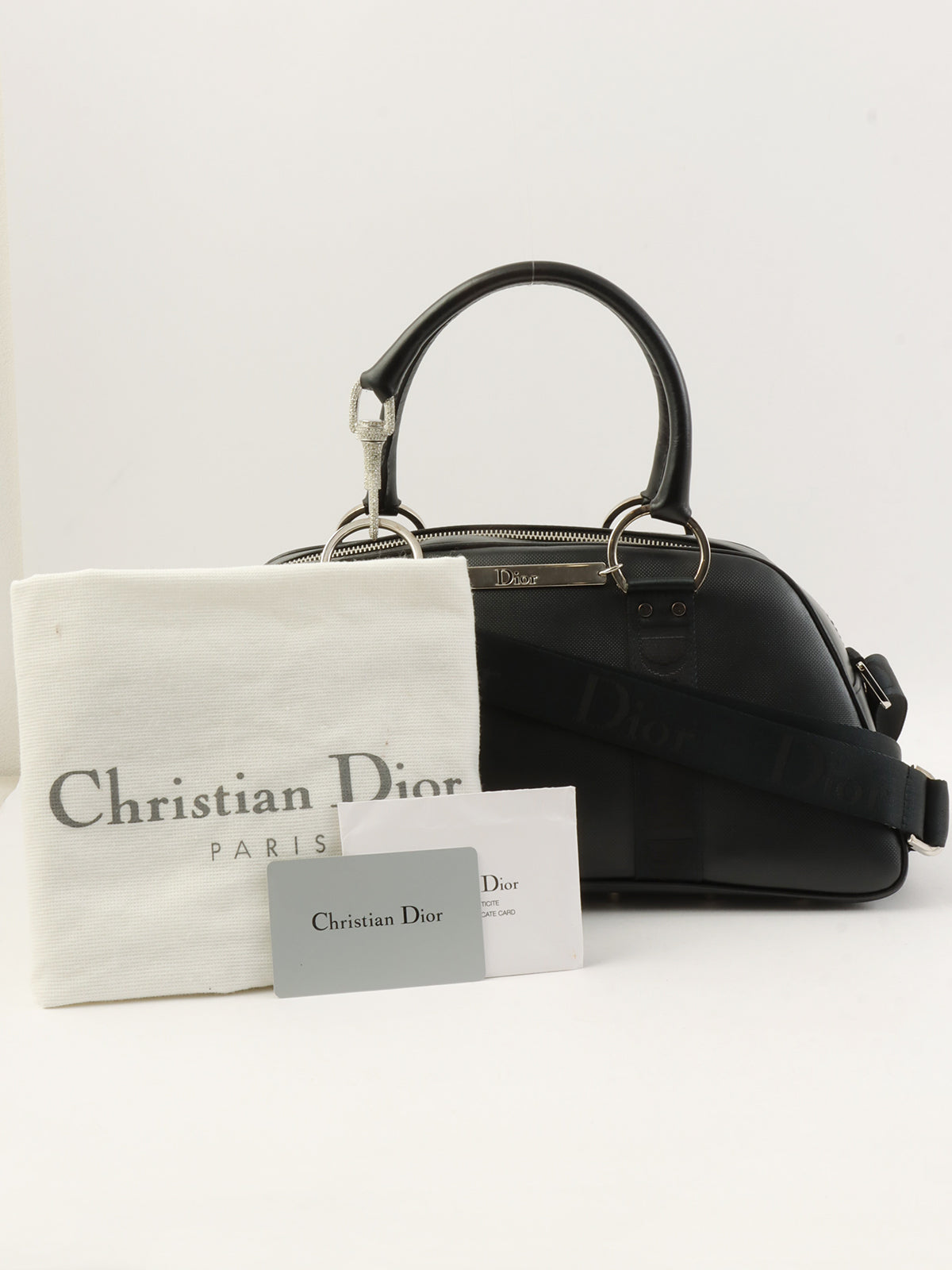 黑色Logo铭牌镶钻手柄两用包