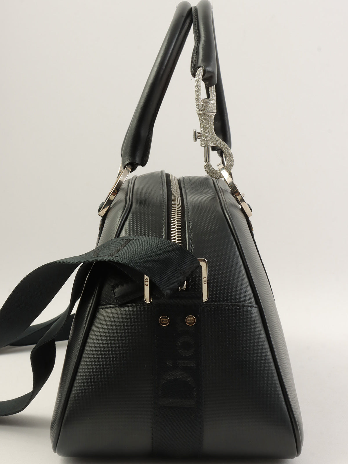 黑色Logo铭牌镶钻手柄两用包