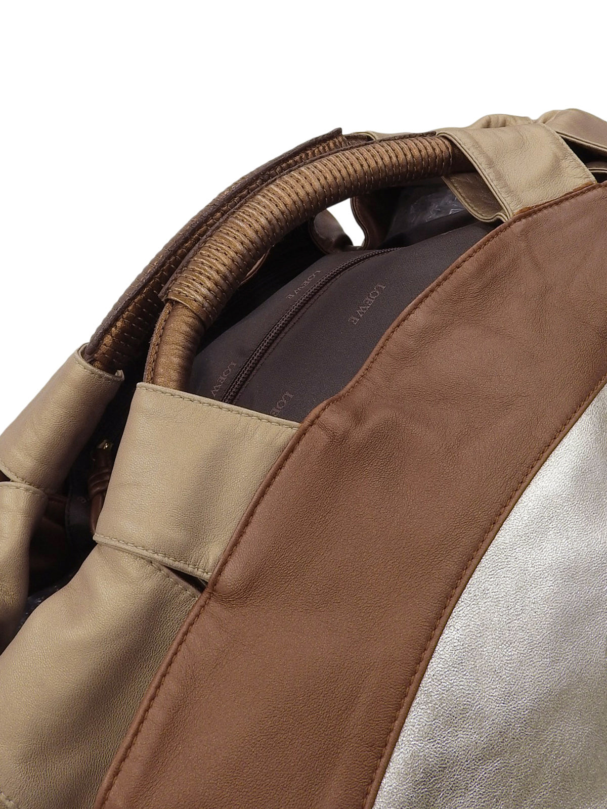 纳帕皮手提包 金/棕色