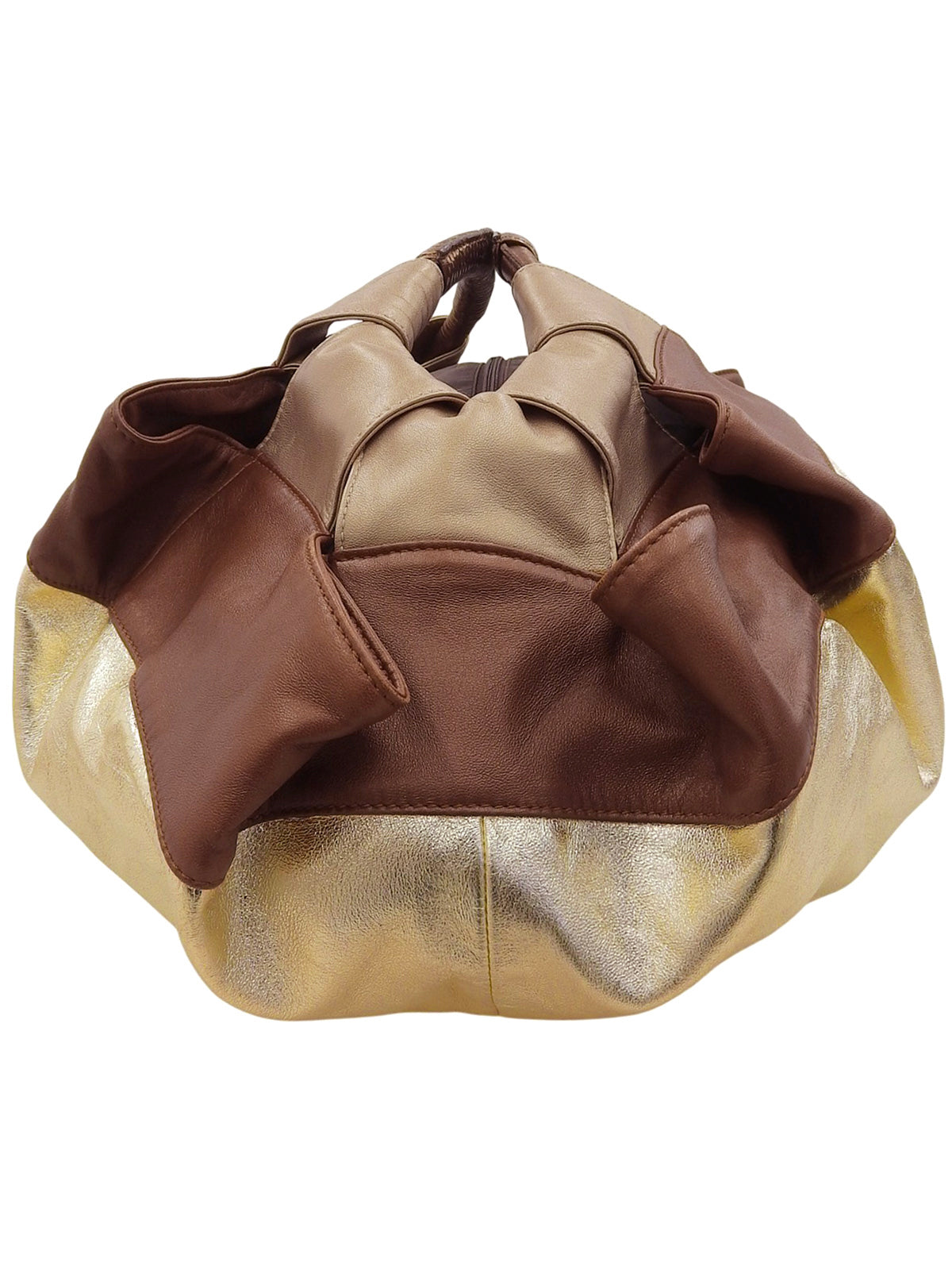 纳帕皮手提包 金/棕色