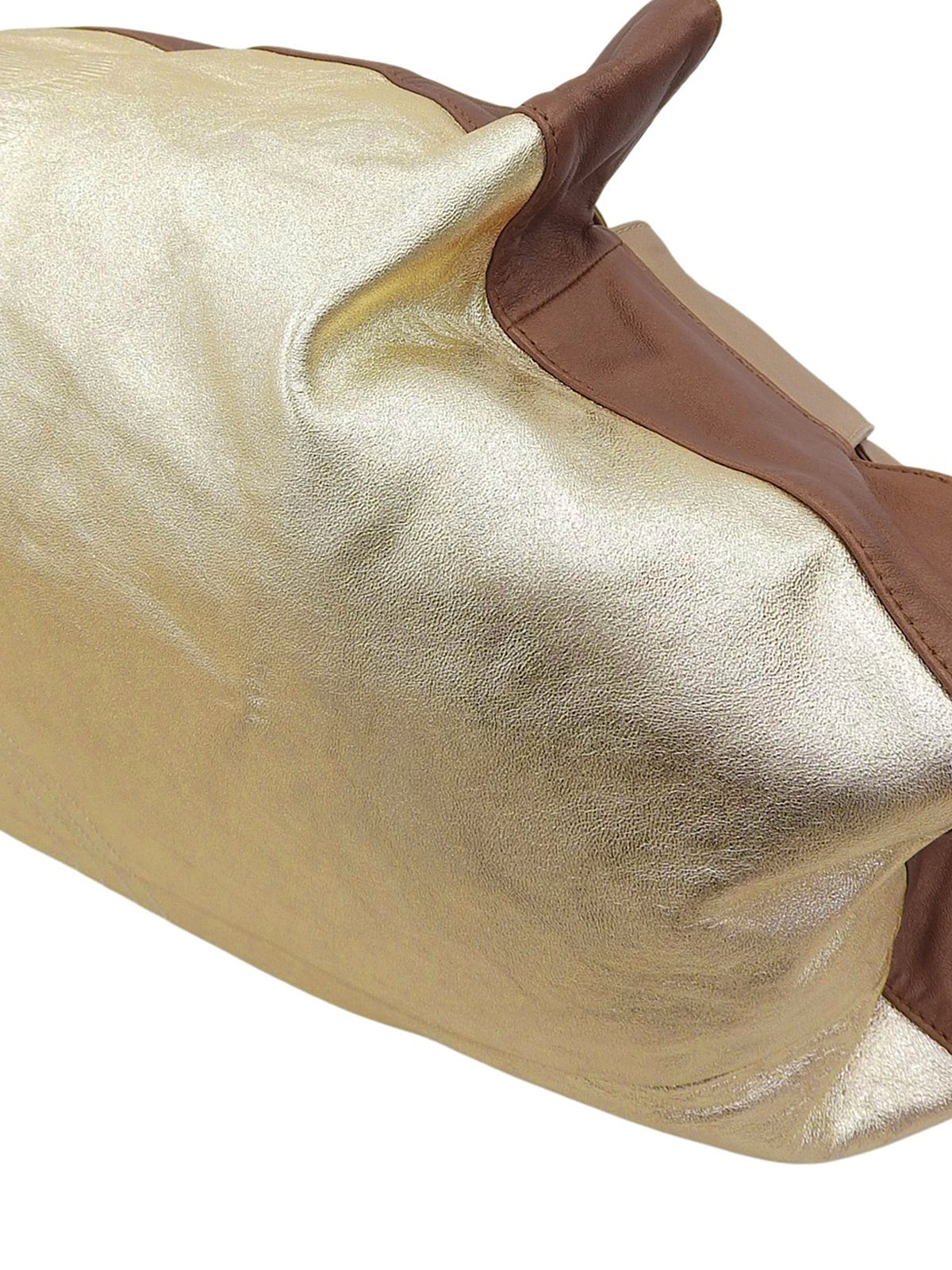 纳帕皮手提包 金/棕色
