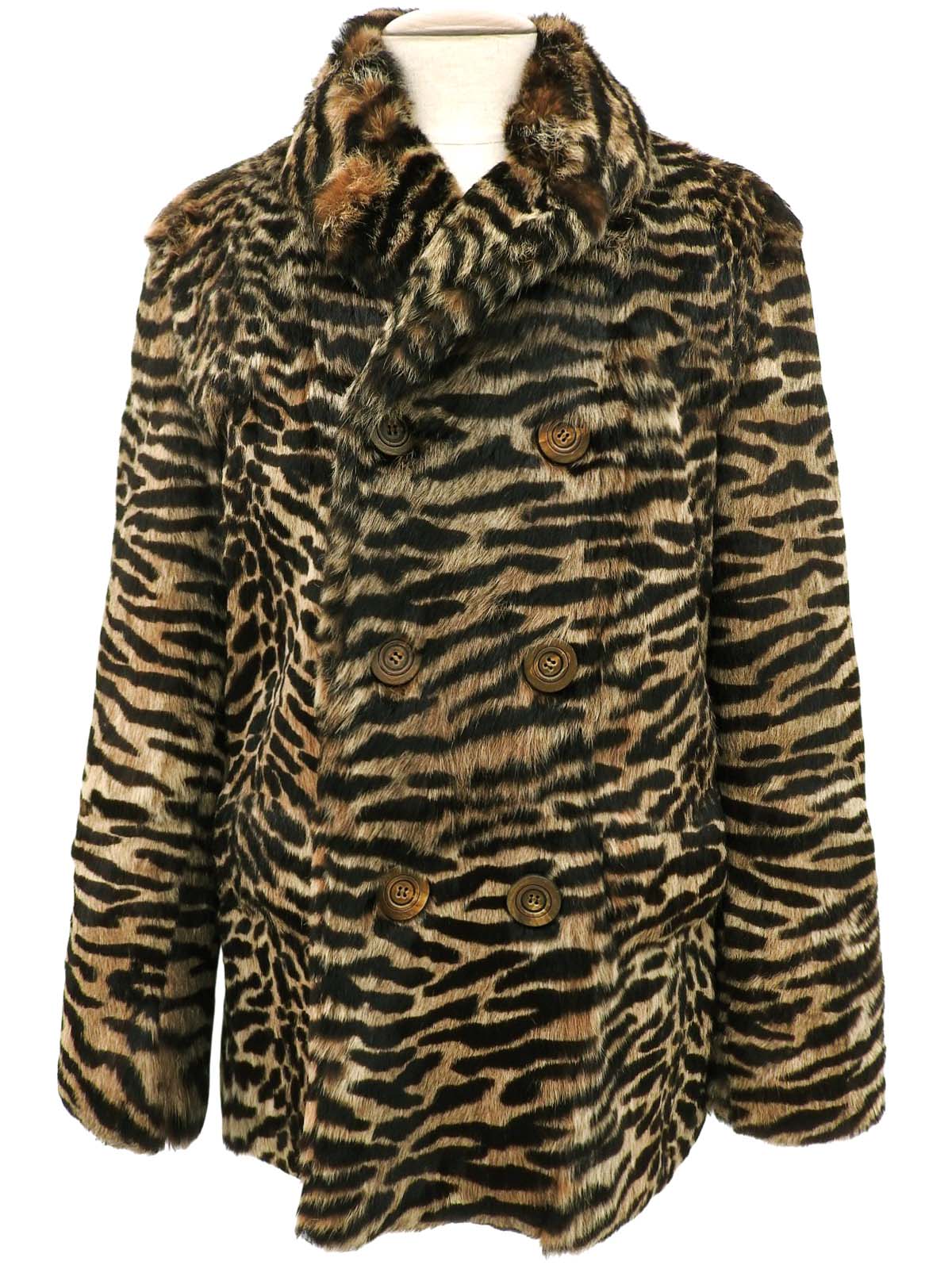 アニマルパターンファーコート ブラウン