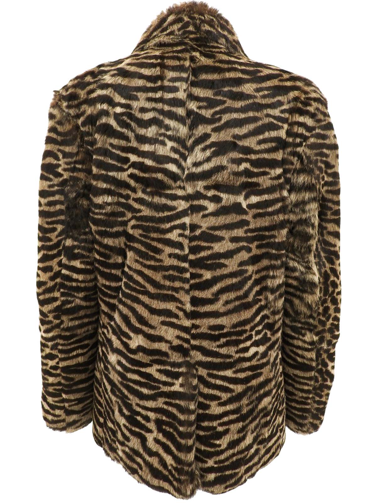 アニマルパターンファーコート ブラウン