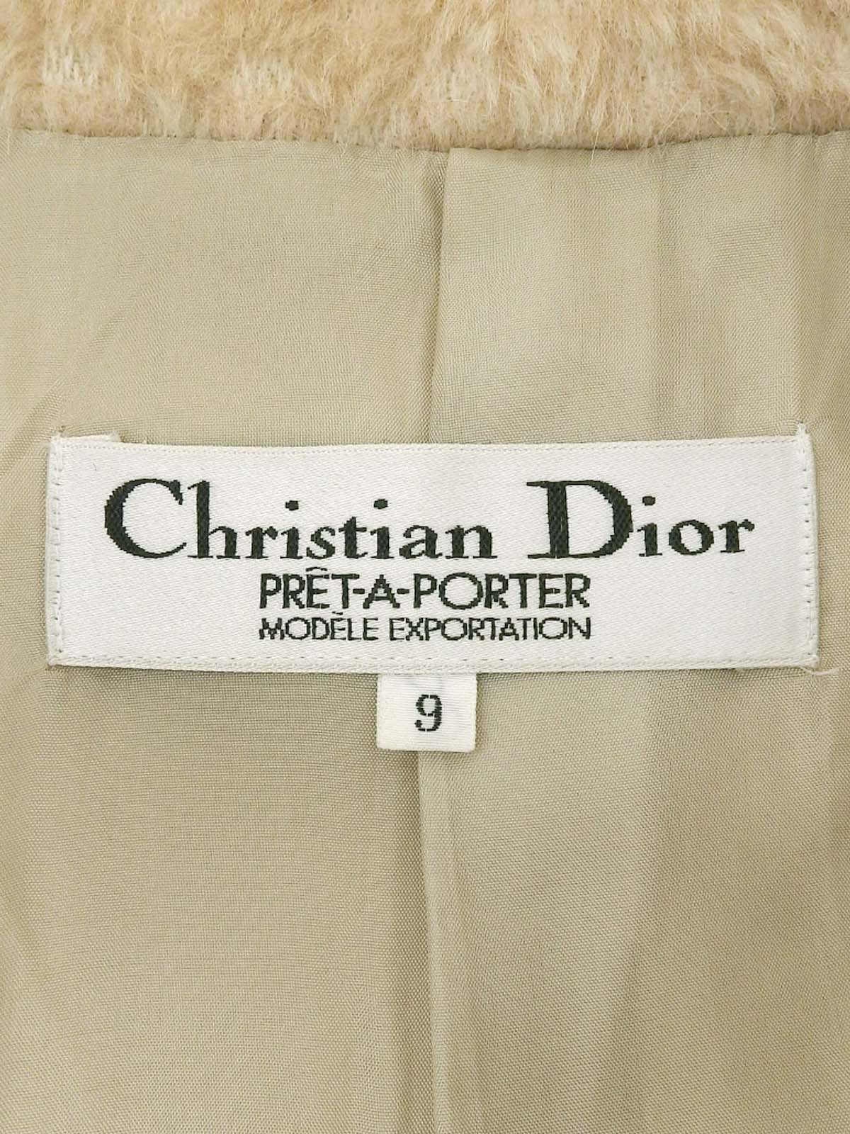 ウールチェッカードパターンコート ベージュ