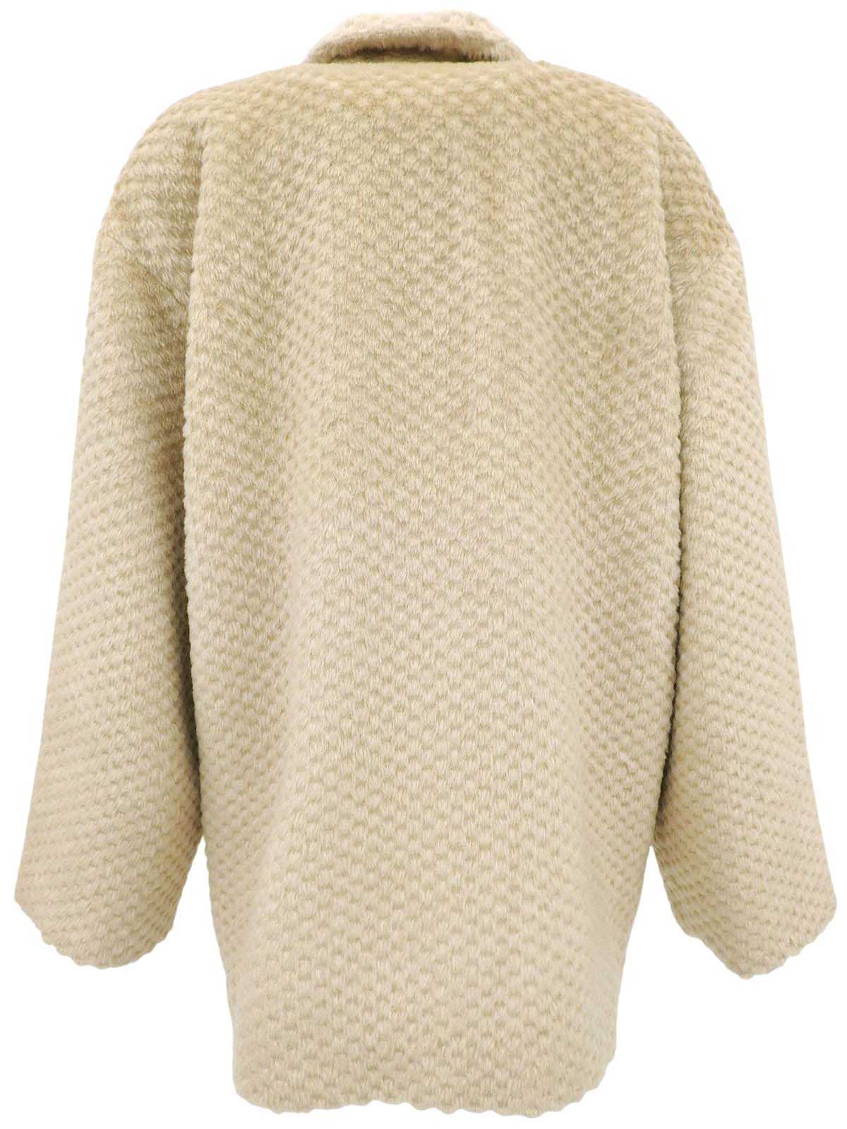 ウールチェッカードパターンコート ベージュ