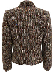 Tweed logo button jacket in brown/multi