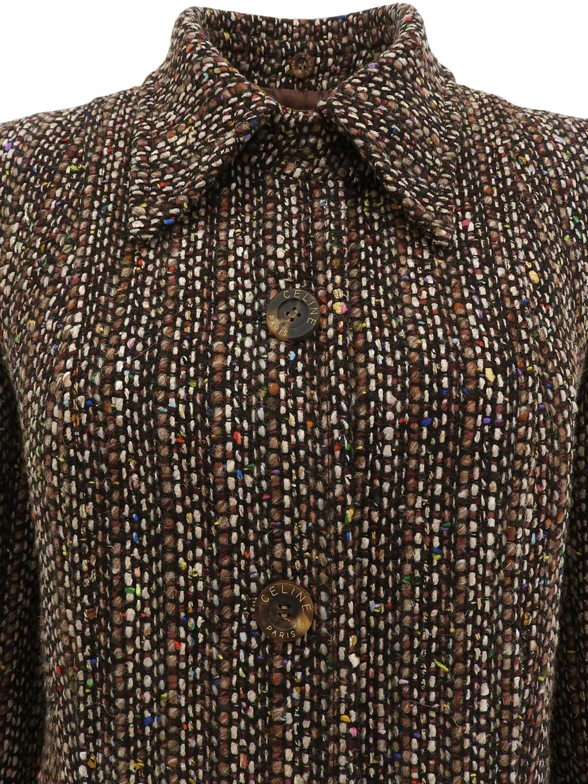 Tweed logo button jacket in brown/multi