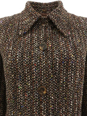 Tweed logo button jacket in brown/multi