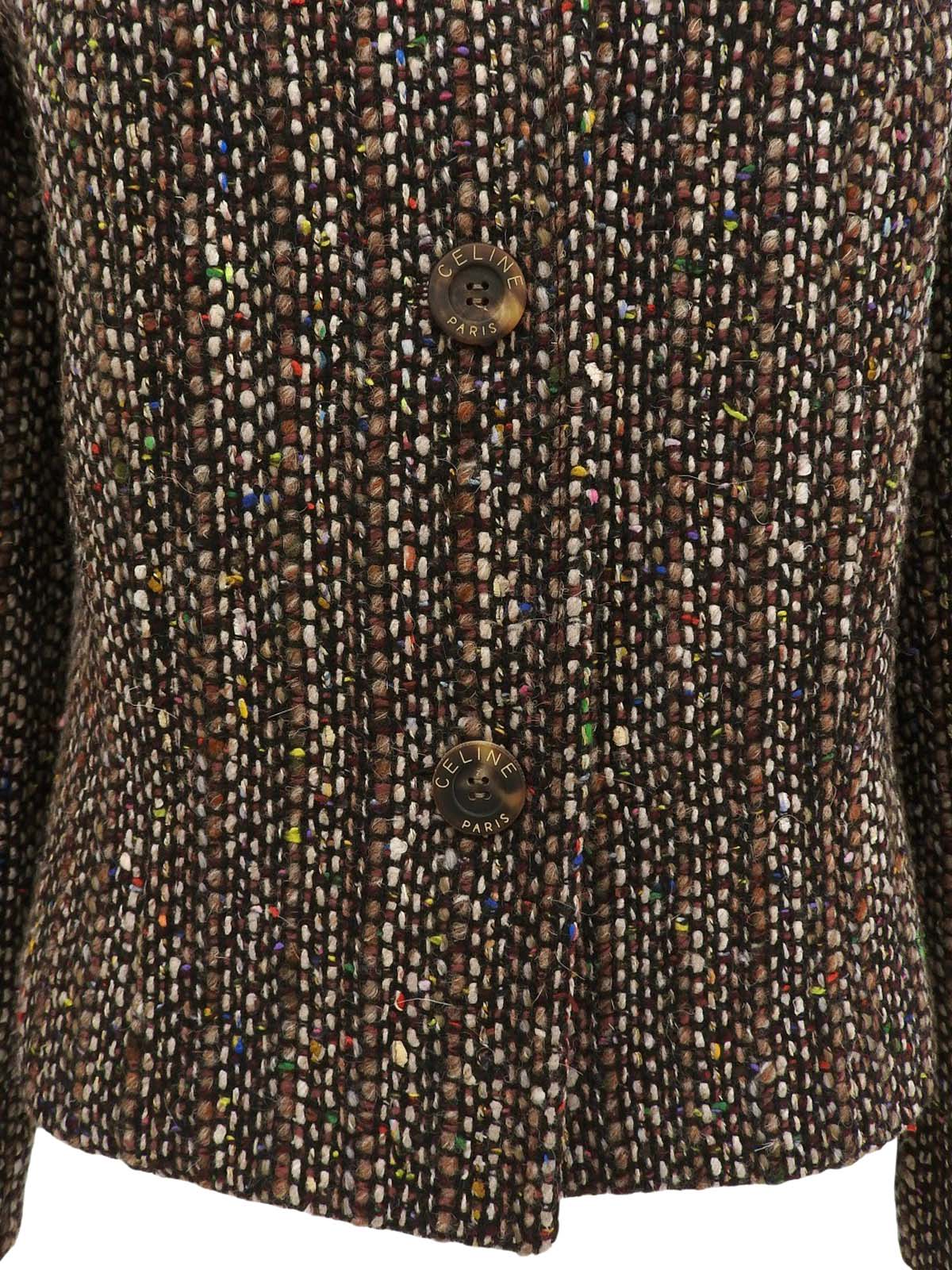 Tweed logo button jacket in brown/multi