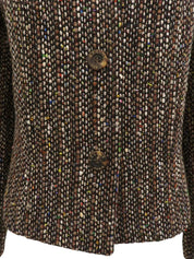 Tweed logo button jacket in brown/multi