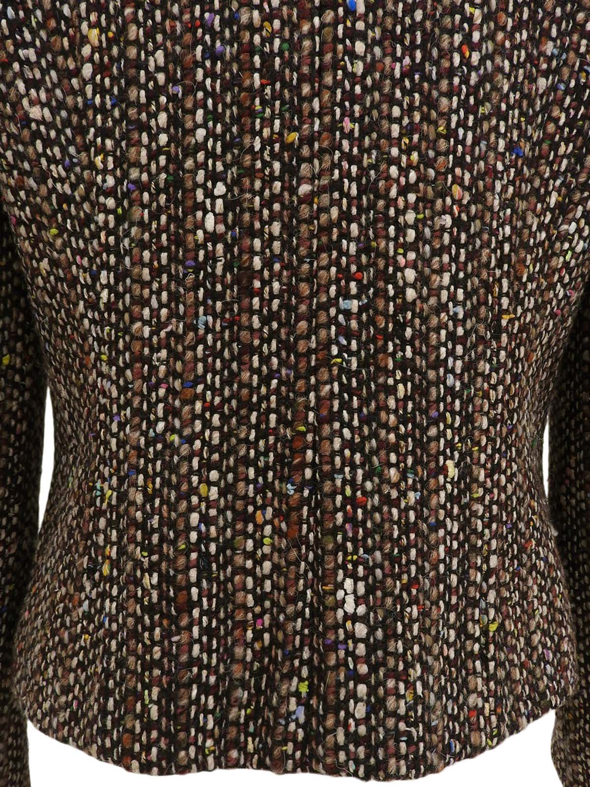 Tweed logo button jacket in brown/multi