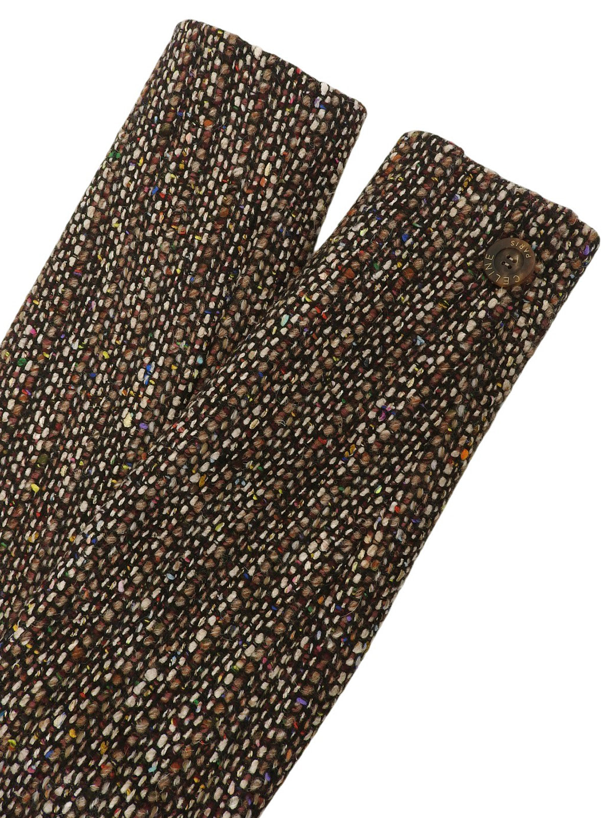 Tweed logo button jacket in brown/multi