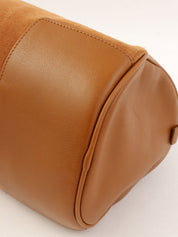 スエードアナグラムアマソナハンドバッグ キャメル