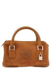 スエードアナグラムアマソナハンドバッグ キャメル