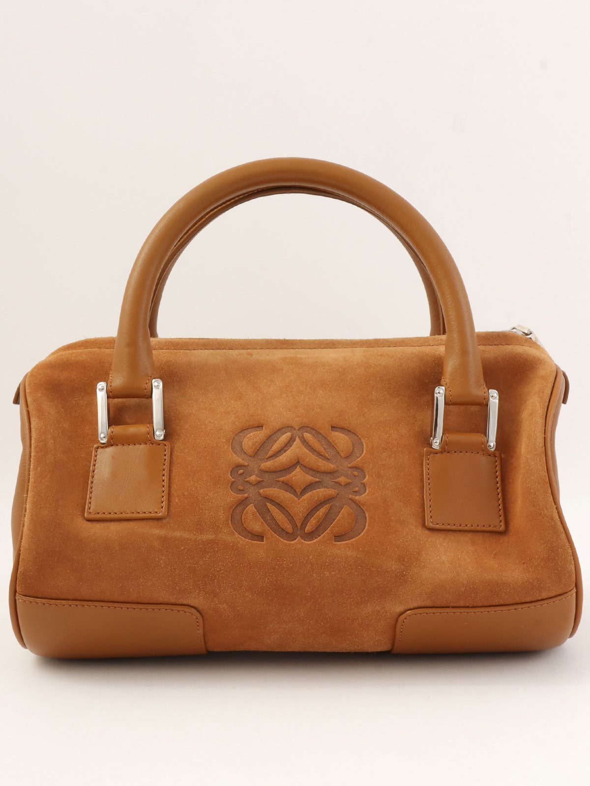 スエードアナグラムアマソナハンドバッグ キャメル