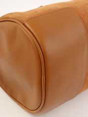 スエードアナグラムアマソナハンドバッグ キャメル