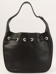 ロゴプレート巾着ショルダーバッグ ブラック