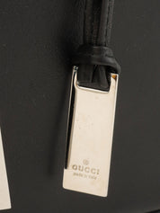 ロゴプレート巾着ショルダーバッグ ブラック