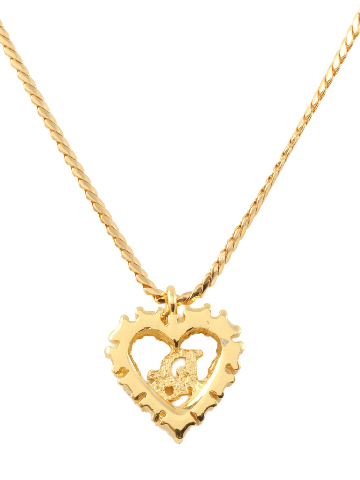 Rhinestone Heart Logo Cutout Necklace in Gold