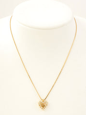 Rhinestone Heart Logo Cutout Necklace in Gold