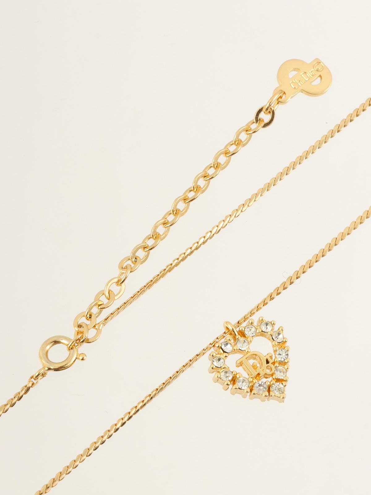 Rhinestone Heart Logo Cutout Necklace in Gold