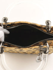 Canvas Leopard Print Lady Dior 2-Way Bag M Brown/Black/Clear