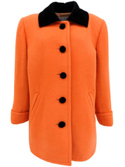 Two-tone wool coat in orange and black