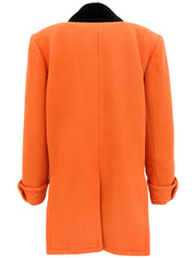 Two-tone wool coat in orange and black