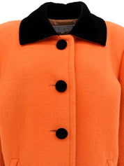 Two-tone wool coat in orange and black