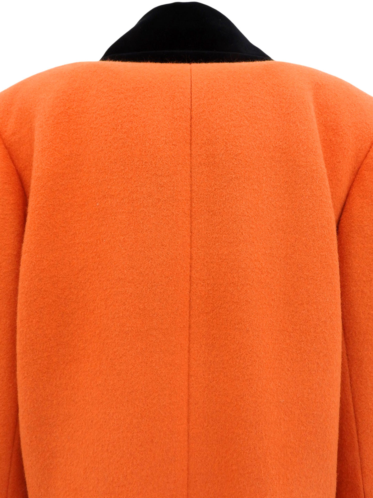 Two-tone wool coat in orange and black
