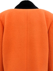 Two-tone wool coat in orange and black