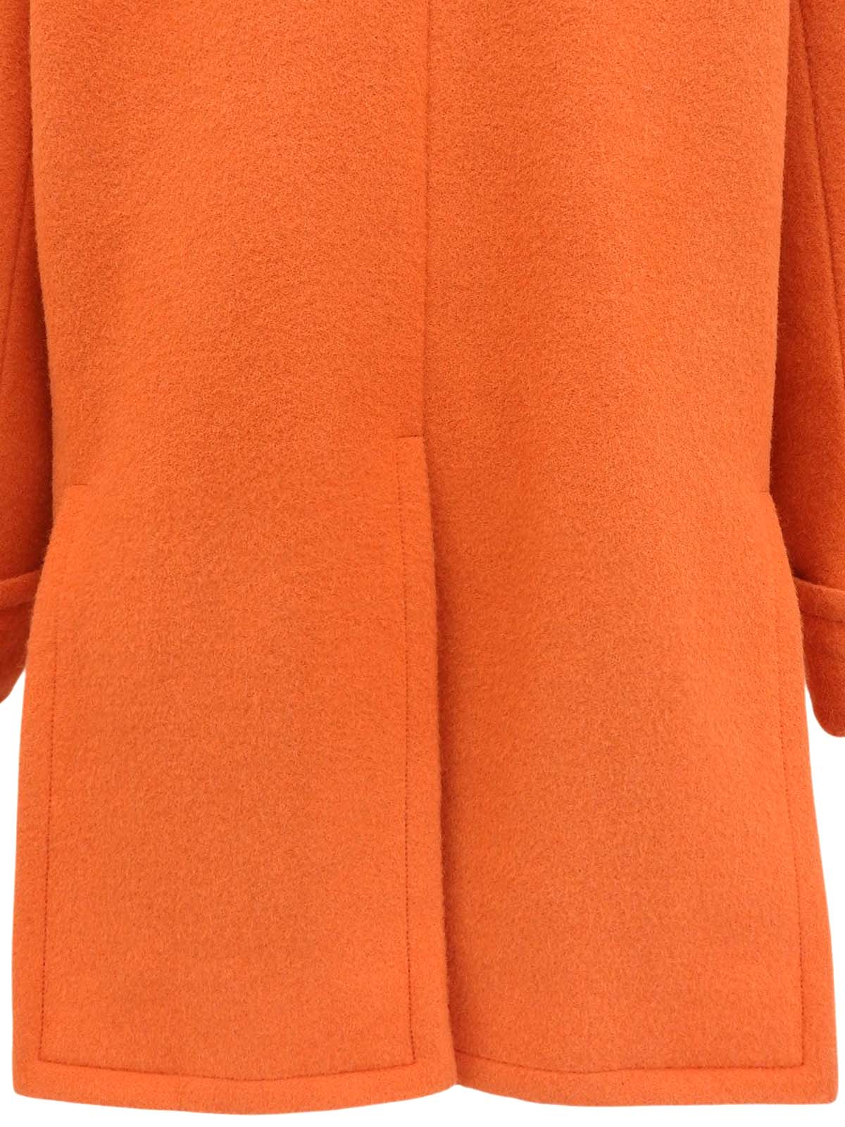 Two-tone wool coat in orange and black