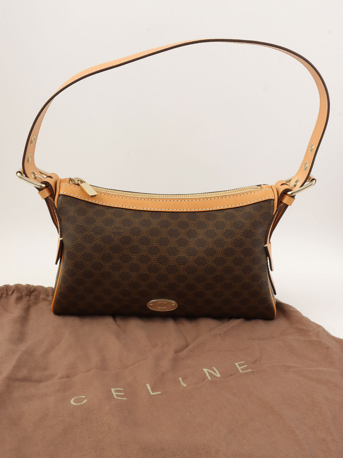 Macadam Pattern One-Shoulder Bag Brown