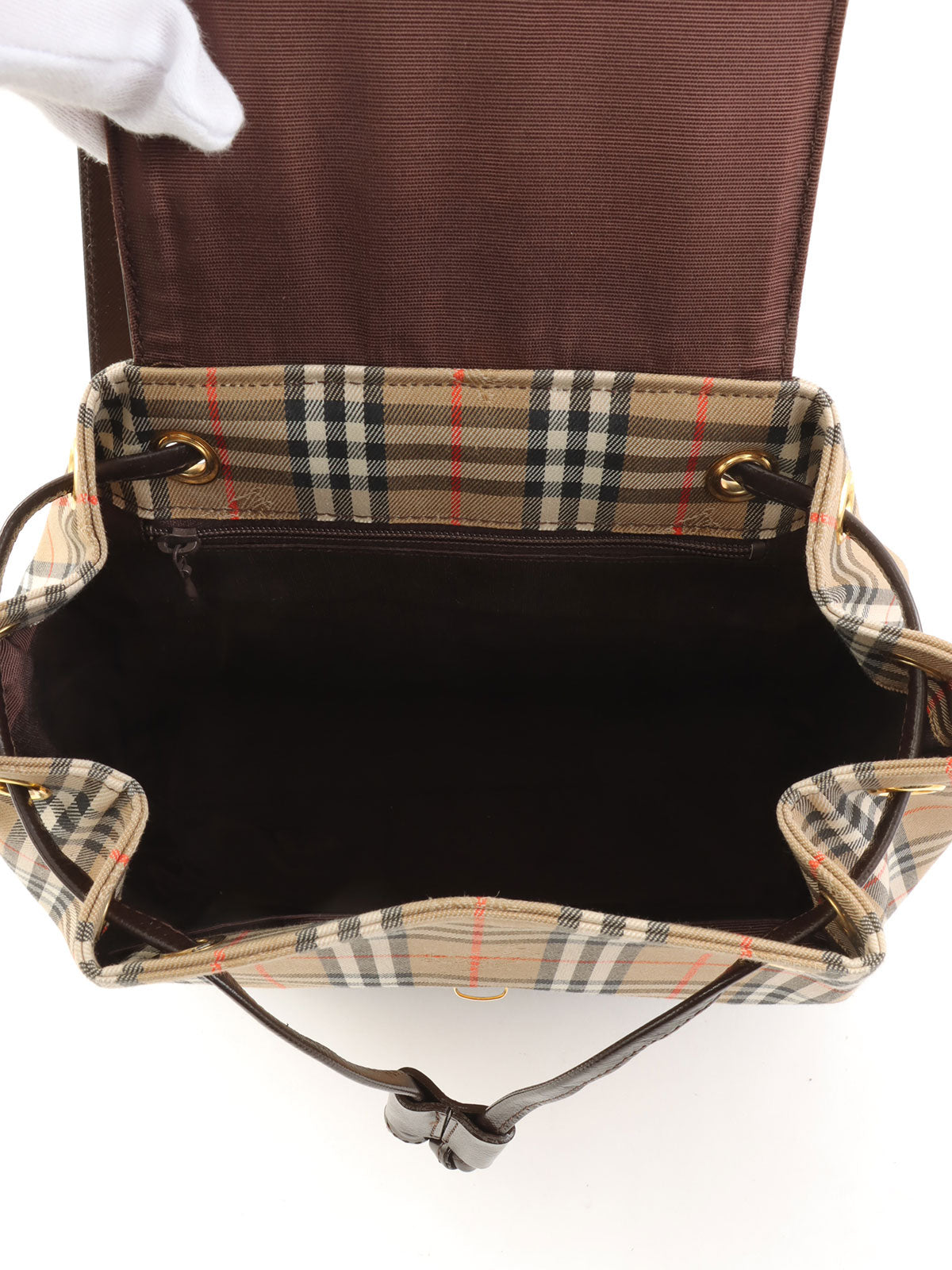 ノバチェックパターンバックパック ベージュ/ブラウン/マルチ