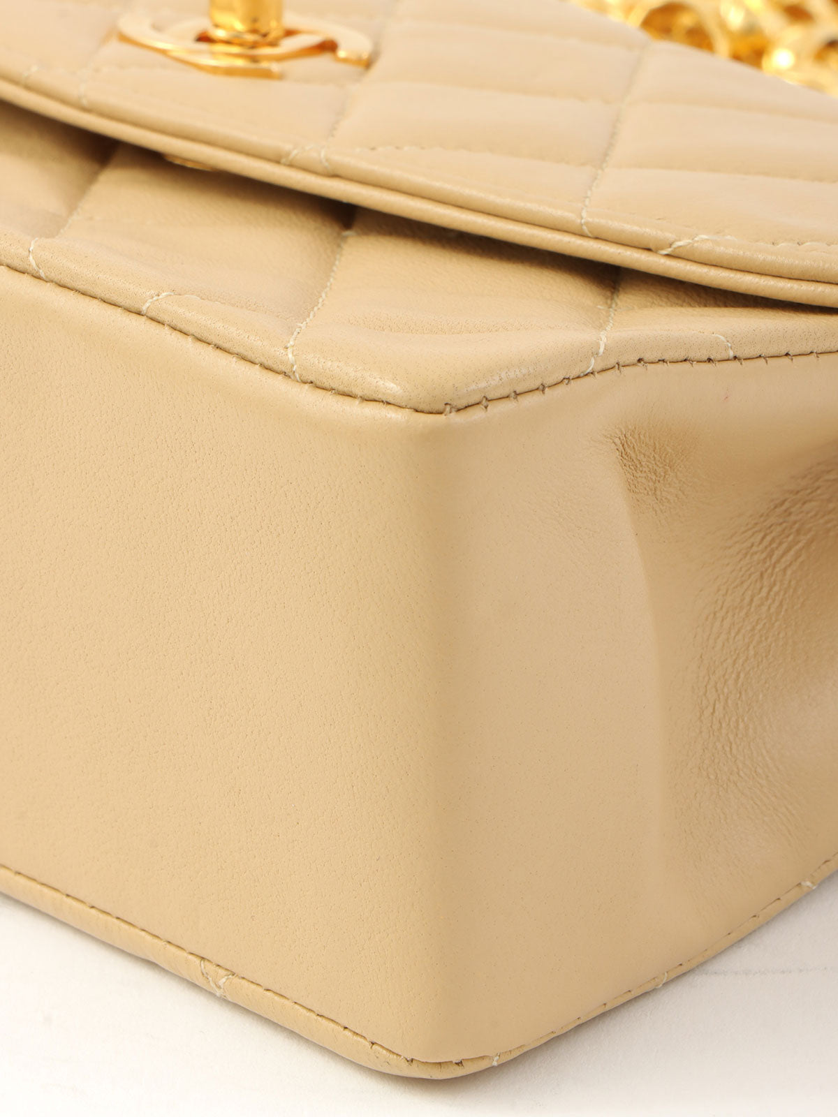 1992年頃製 マトラッセステッチCCターンロックチェーンショルダーバッグ ベージュ