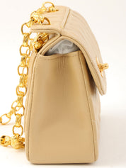 1992 Matelasse Stitch CC Turnlock Chain Shoulder Bag, Beige