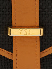 ロゴプレートショルダーバッグ ブラック/ブラウン