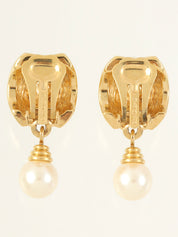 Pearl Rhinestone Earrings Gold