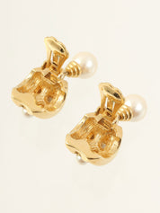 Pearl Rhinestone Earrings Gold