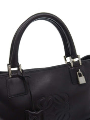 Anagram Embossed Fusta Tote Bag in Black