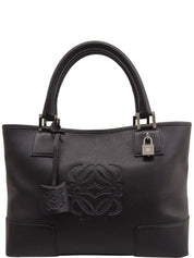Anagram Embossed Fusta Tote Bag in Black