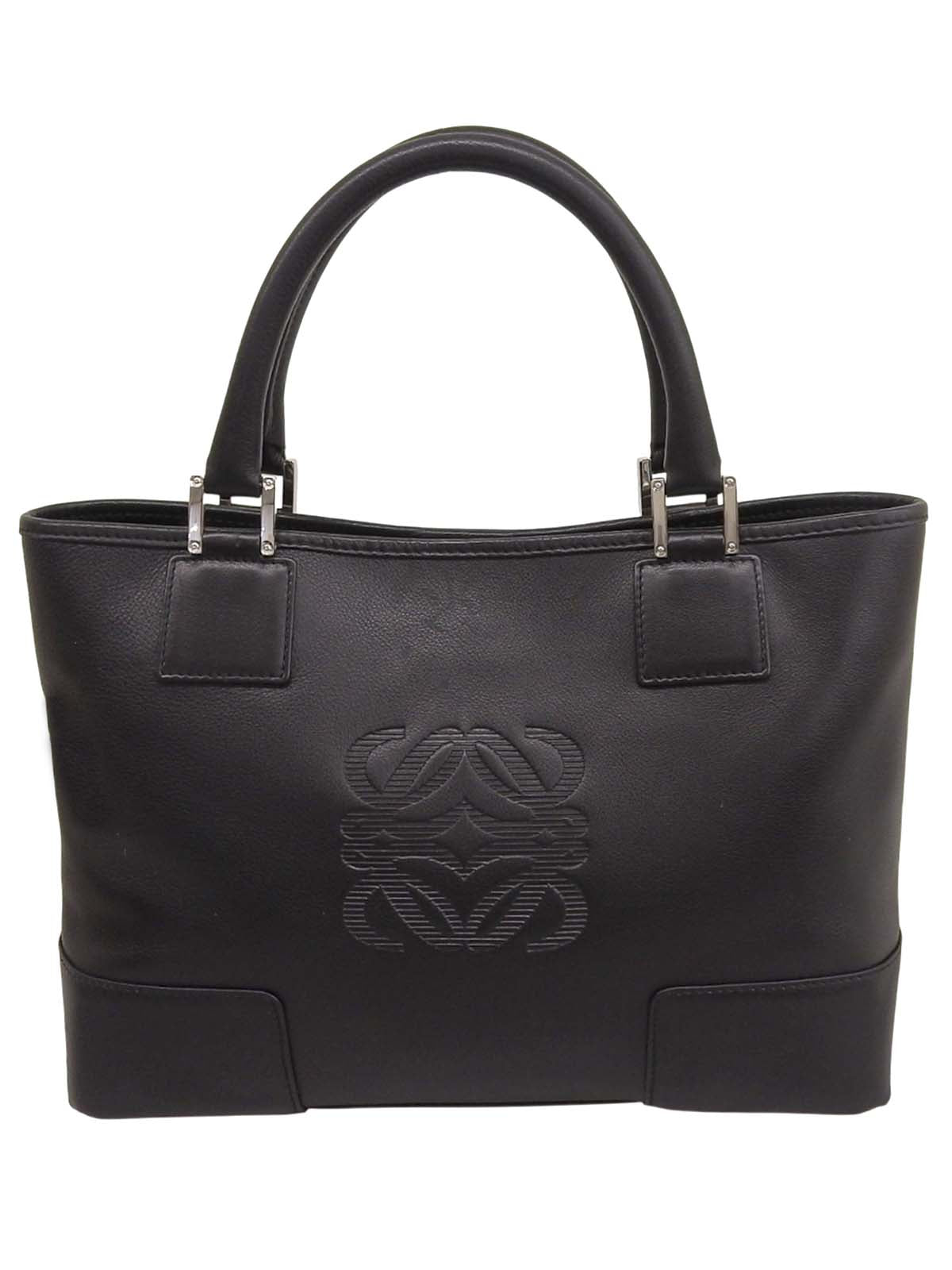 Anagram Embossed Fusta Tote Bag in Black