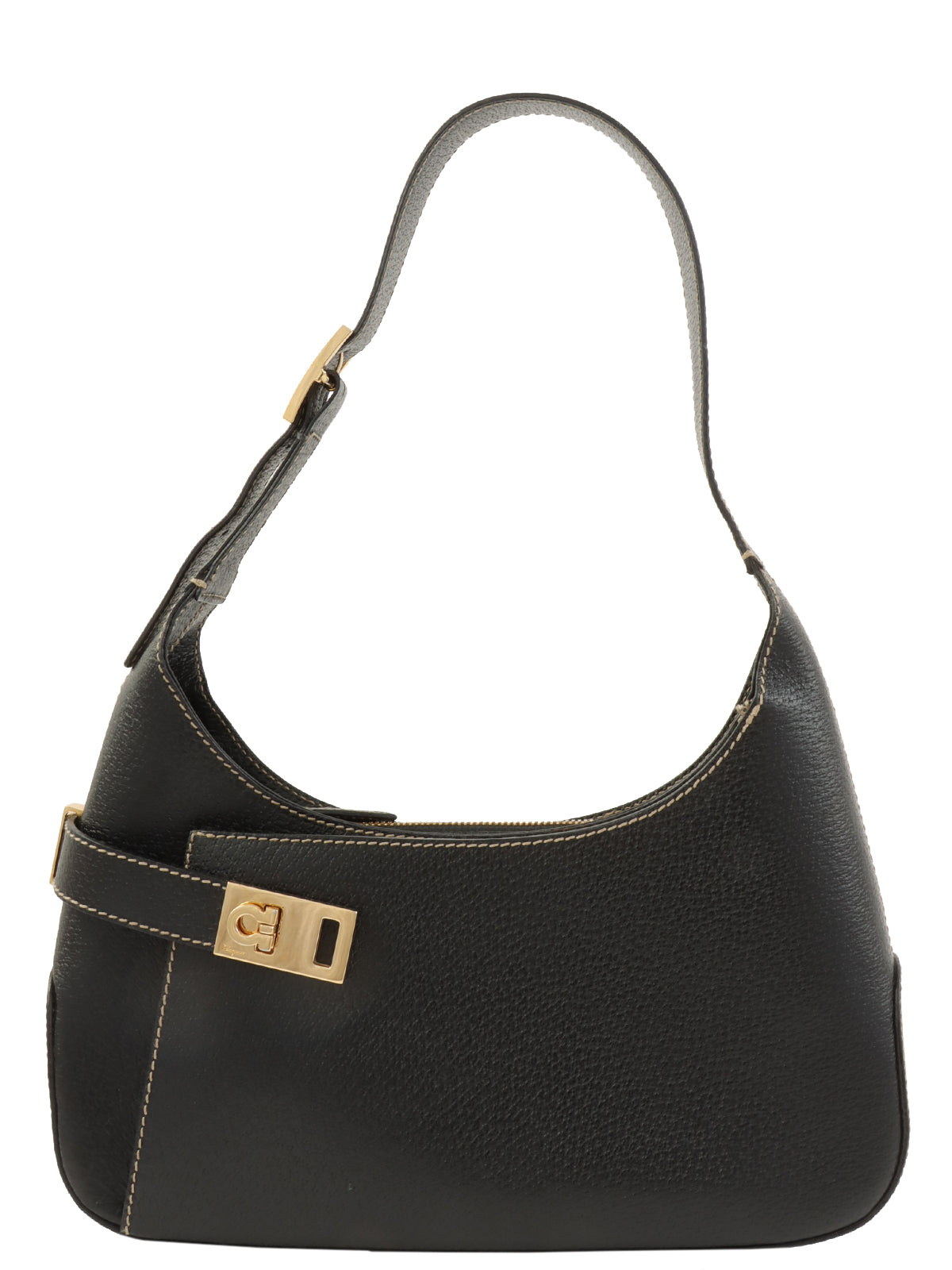 Gancini Plate 单肩包（黑色）