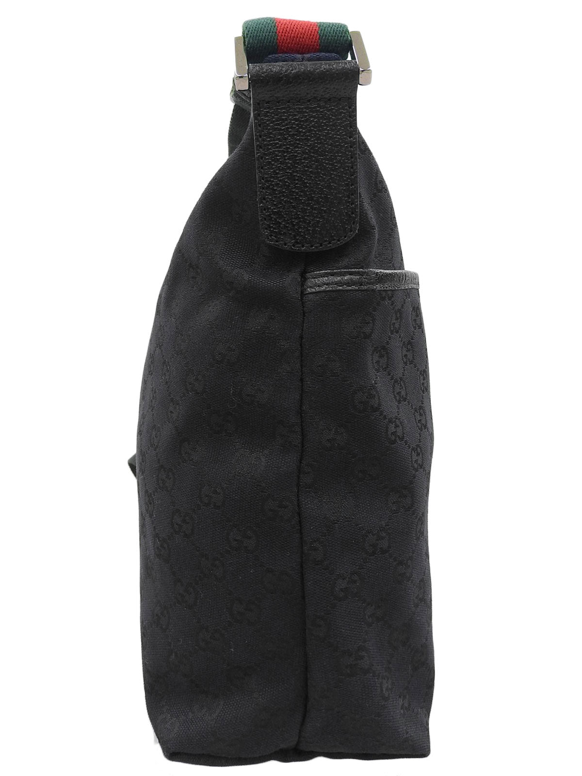 Canvas GG Pattern Sherry Line Shoulder Bag Black/Green/Red