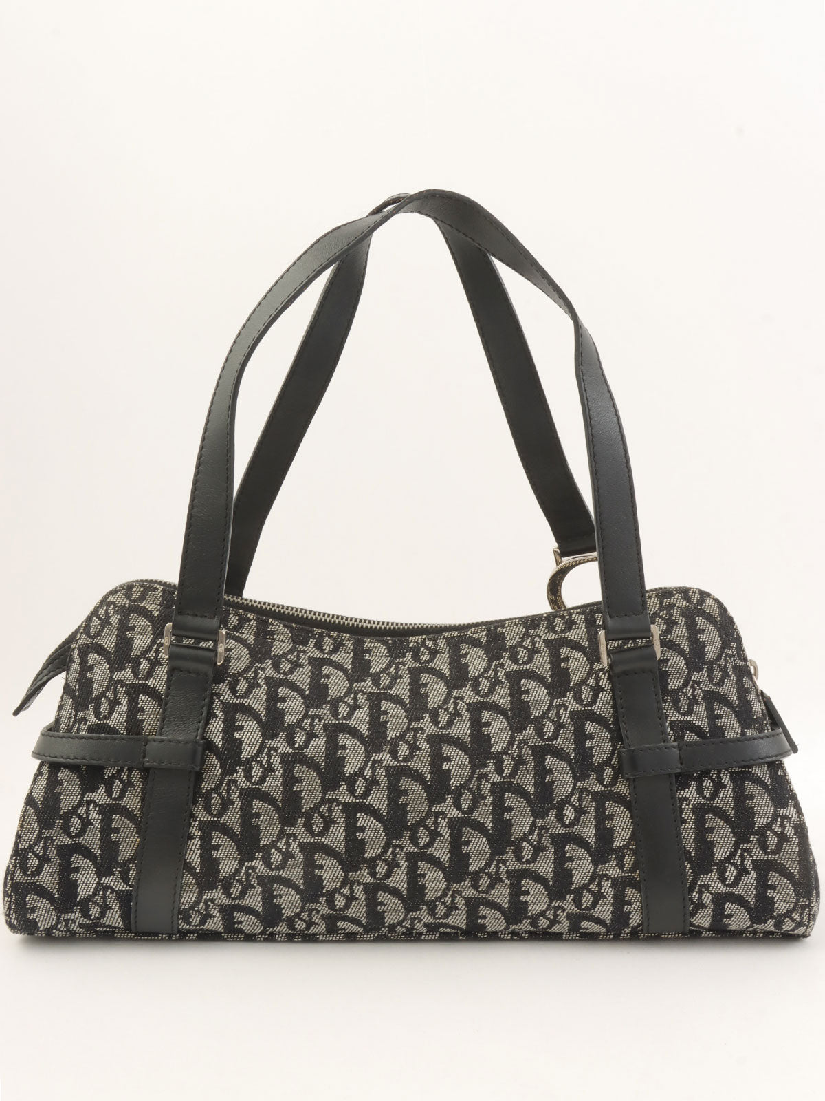 Trotter 图案 Logo 铭牌单肩包 黑色/米色