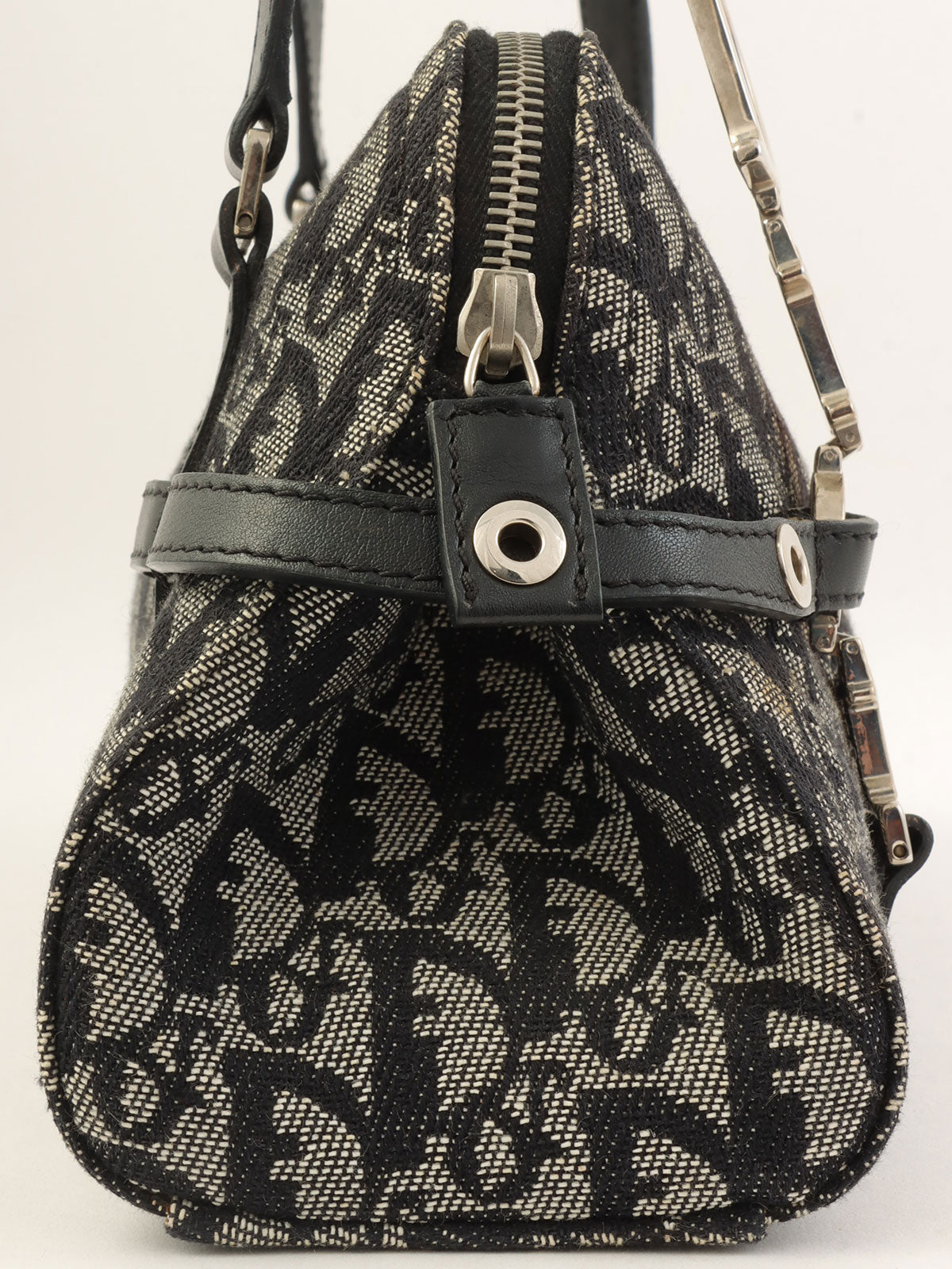 Trotter 图案 Logo 铭牌单肩包 黑色/米色