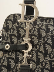 Trotter 图案 Logo 铭牌单肩包 黑色/米色