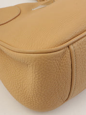 Beige leather logo plate handbag