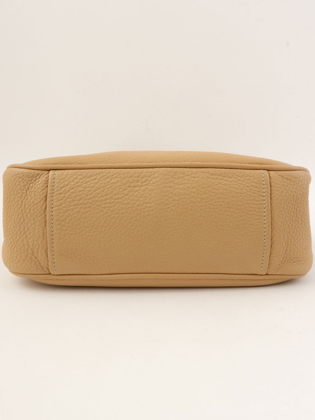 Beige leather logo plate handbag